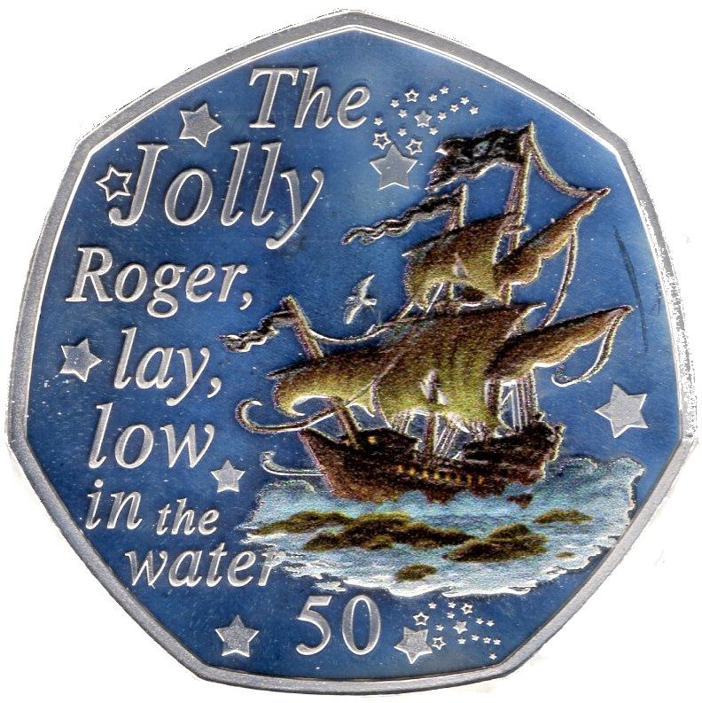 Isle of Man 50 Pence - Elizabeth II The Jolly Roger; Silver Proof reverse