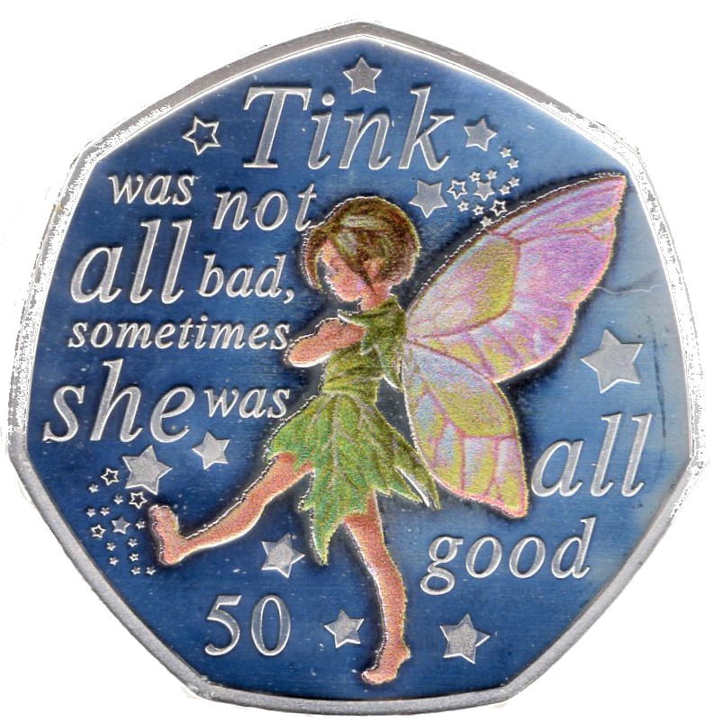 Isle of Man 50 Pence - Elizabeth II Tinker Bell; Silver Proof reverse
