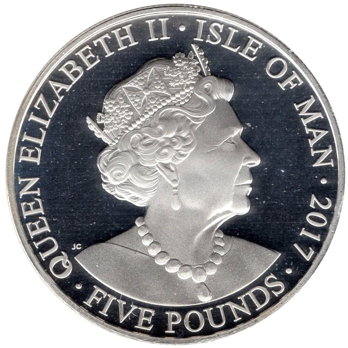 Isle of Man 5 Pounds - Elizabeth II 65th Anniversary of Accession obverse