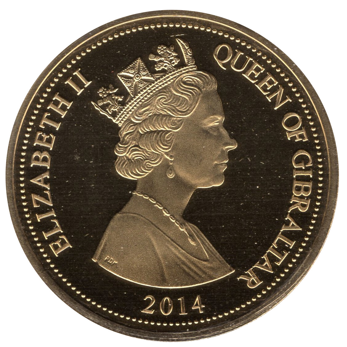 Gibraltar 1 Crown - Elizabeth II In Flanders Fields; Gold Plated obverse