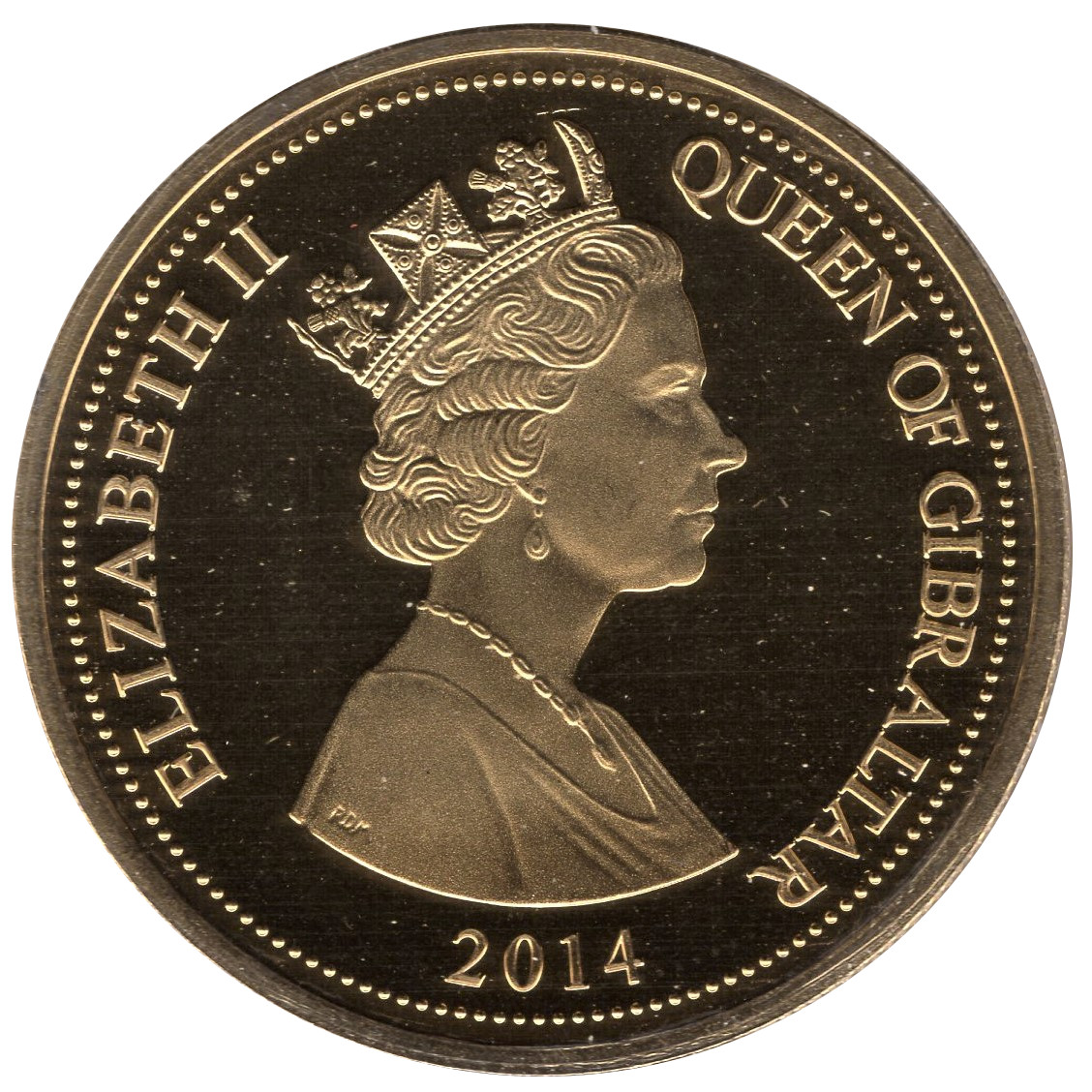 Gibraltar 1 Crown - Elizabeth II In Flanders Fields; Gold Plated - coloured poppies obverse