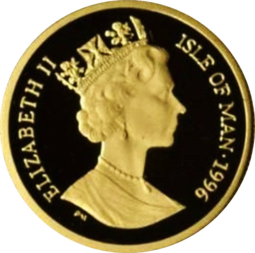 Isle of Man ⅒ Crown - Elizabeth II Sir Lancelot obverse