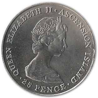 Ascension Island 25 Pence - Elizabeth II Royal Wedding; Silver obverse