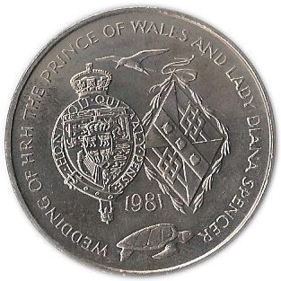 Ascension Island 25 Pence - Elizabeth II Royal Wedding; Silver
