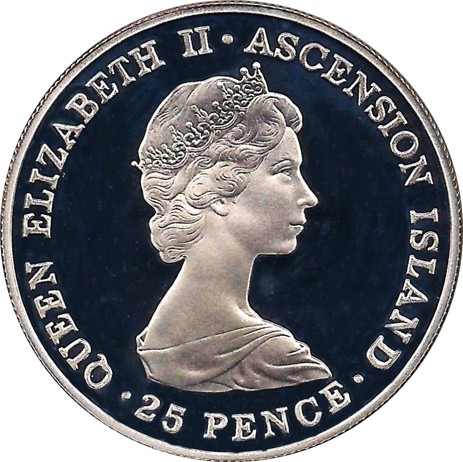 Ascension Island 25 Pence - Elizabeth II Royal Wedding; Silver Proof obverse