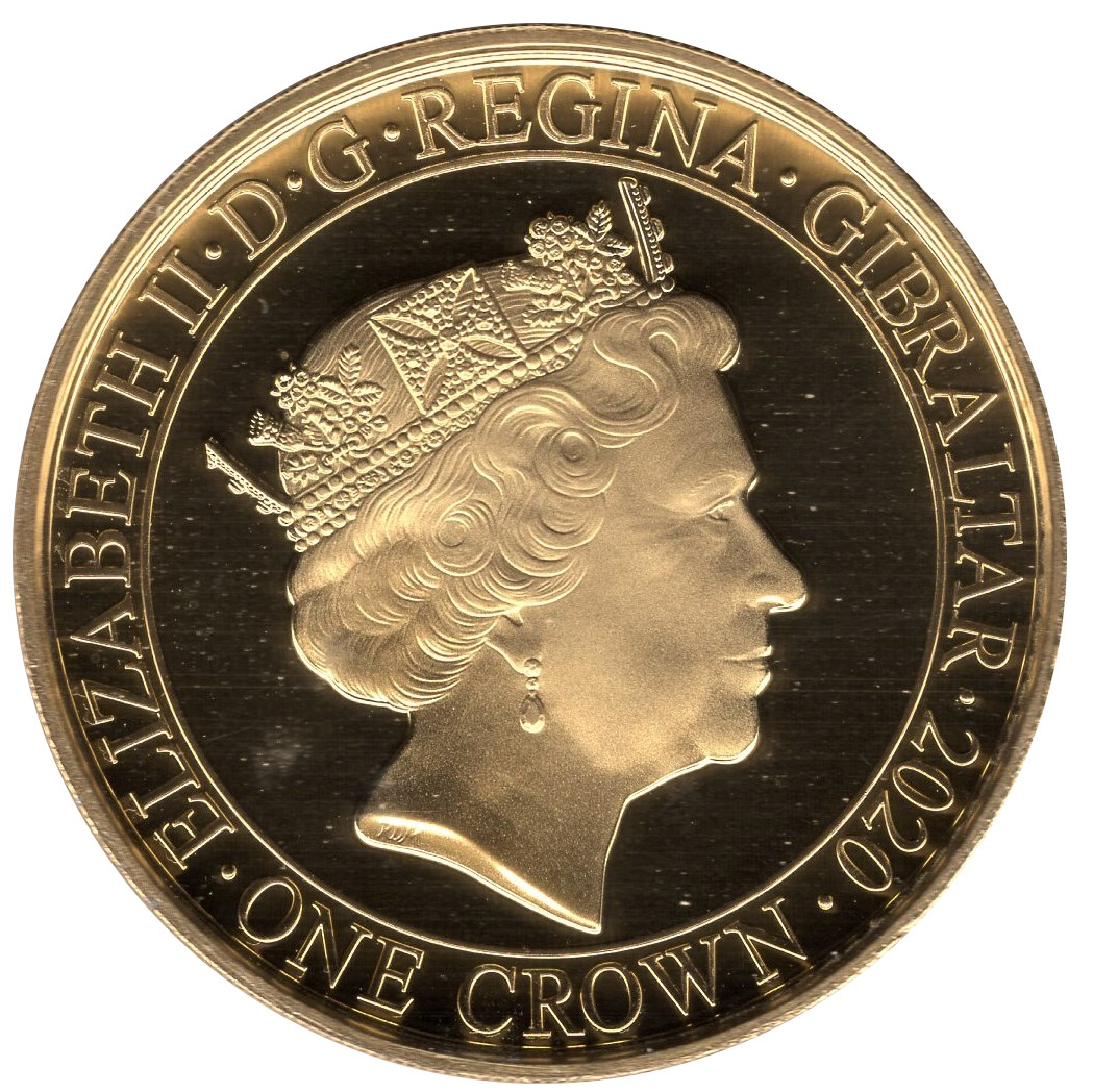 Gibraltar 1 Crown - Elizabeth II Sir Winston Churchill; Blood, Toil, Tears and Sweat obverse