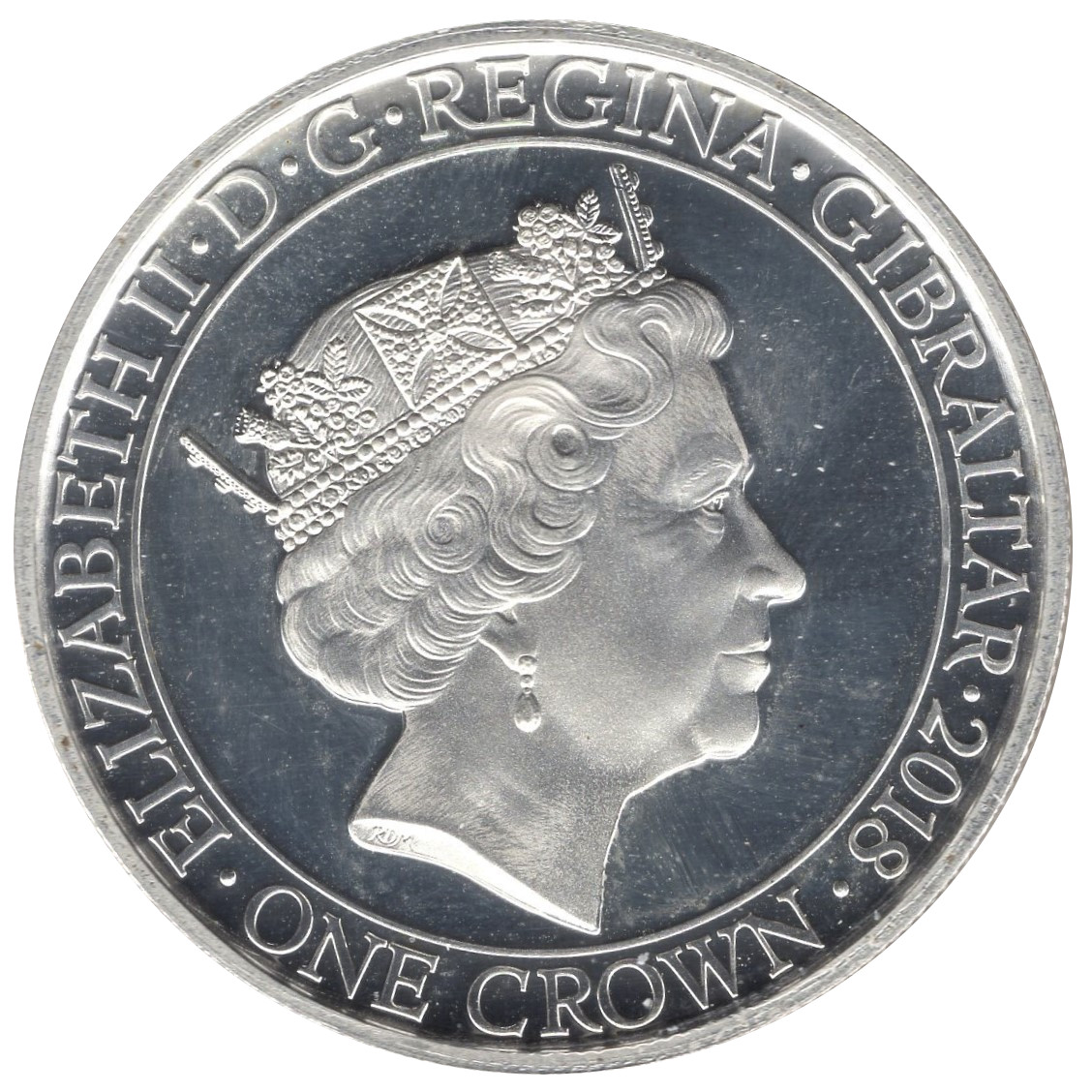 Gibraltar 1 Crown - Elizabeth II WWI - Seeing The Soldiers Off obverse