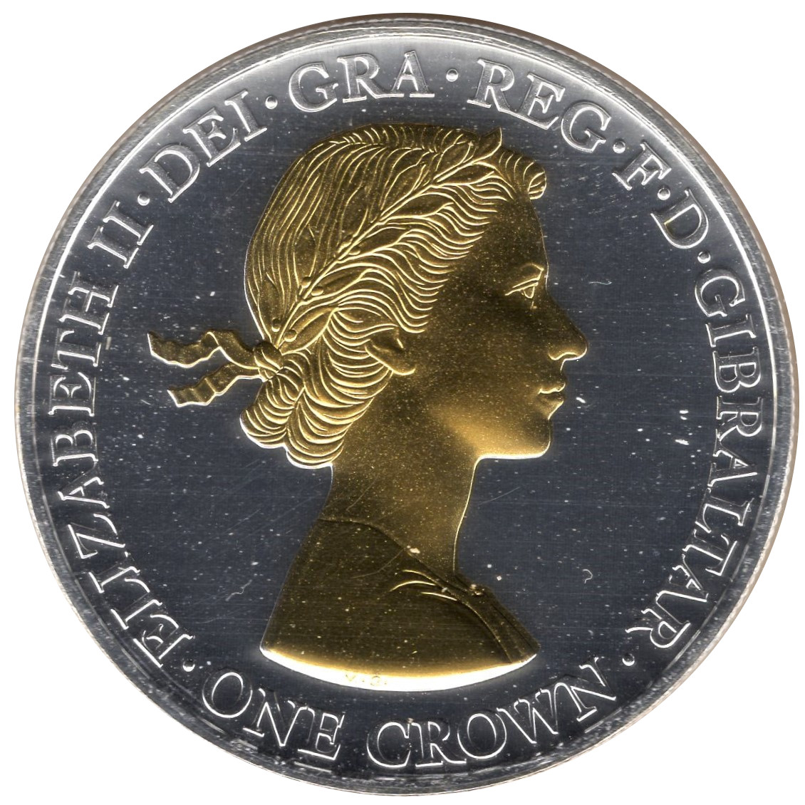 Gibraltar 1 Crown - Elizabeth II 90th Birthday - 1st Effigy obverse
