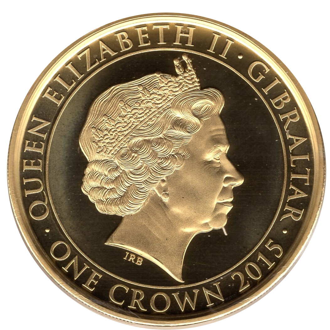 Gibraltar 1 Crown - Elizabeth II Sir Winston Churchill; Gold Plated obverse