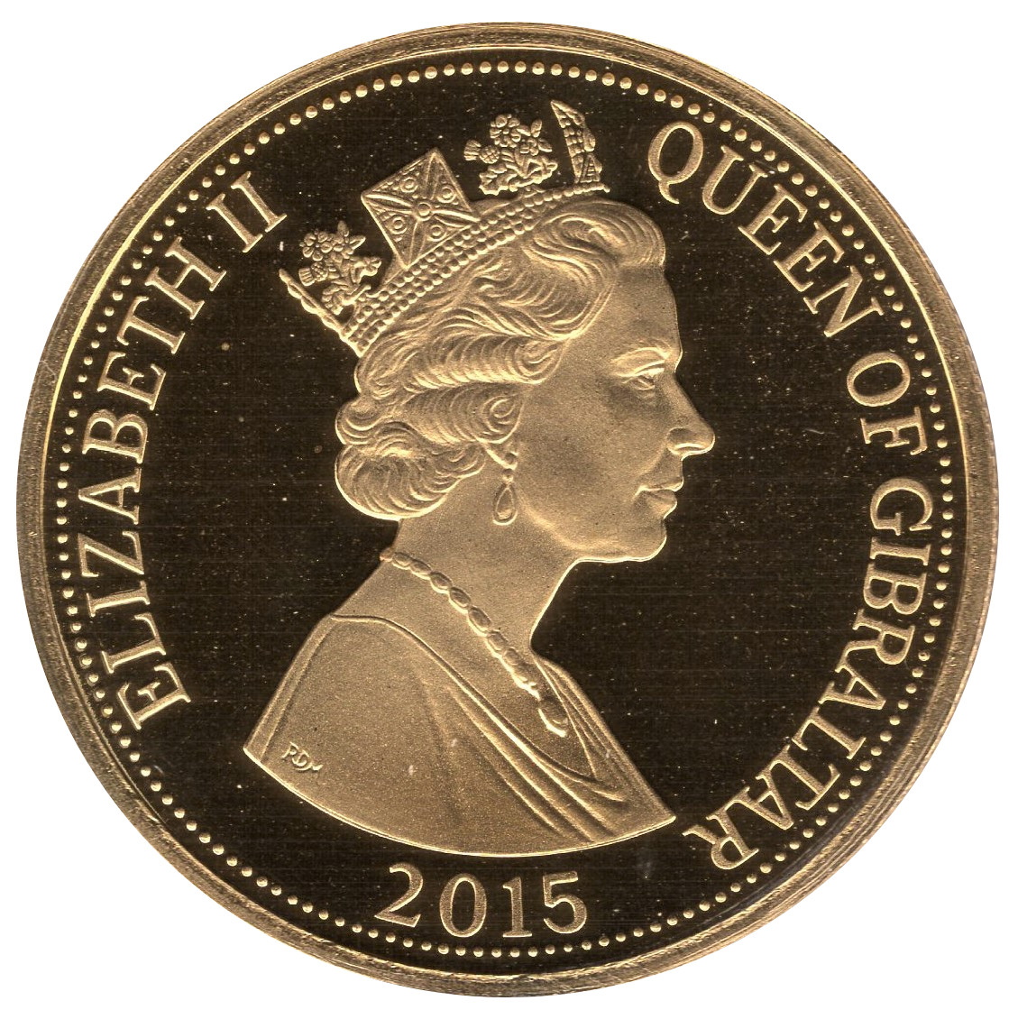 Gibraltar 1 Crown - Elizabeth II Longest Reigning Monarch - Crest obverse