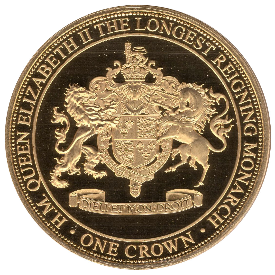 Gibraltar 1 Crown - Elizabeth II Longest Reigning Monarch - Crest