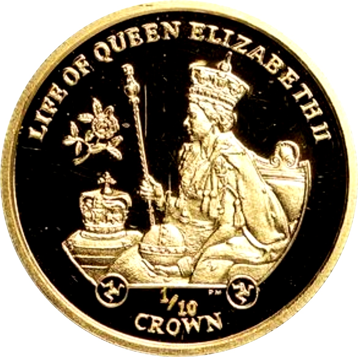 Isle of Man ⅒ Crown - Elizabeth II Elizabeth II in Coronation Regalia