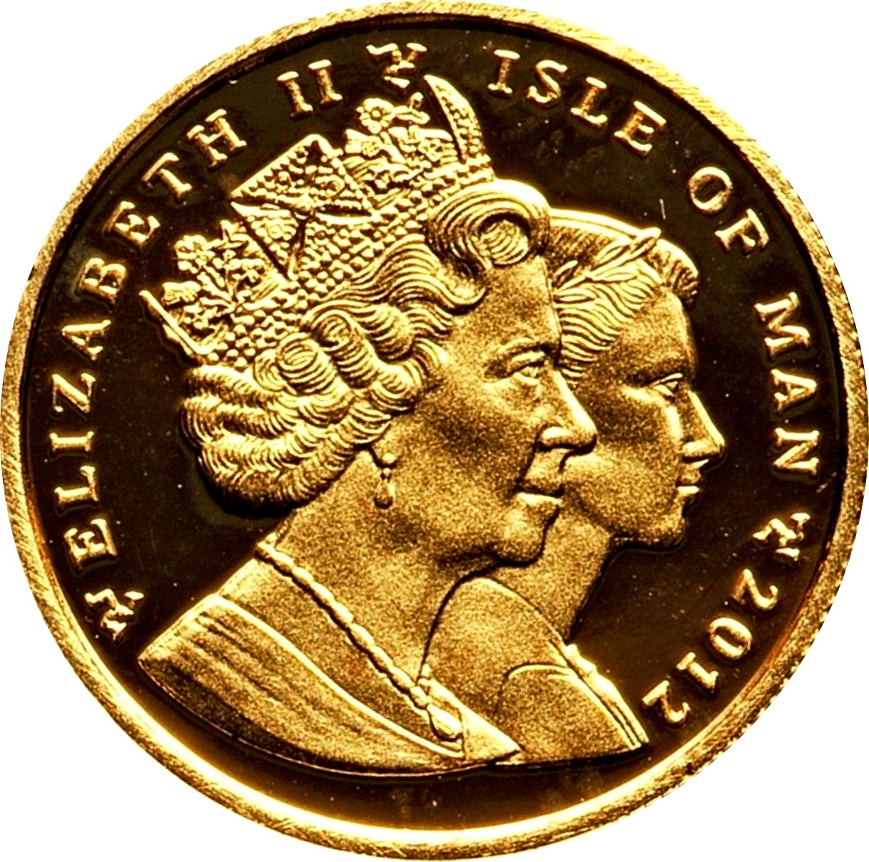 Isle of Man ⅒ Crown - Elizabeth II Manx Cat obverse