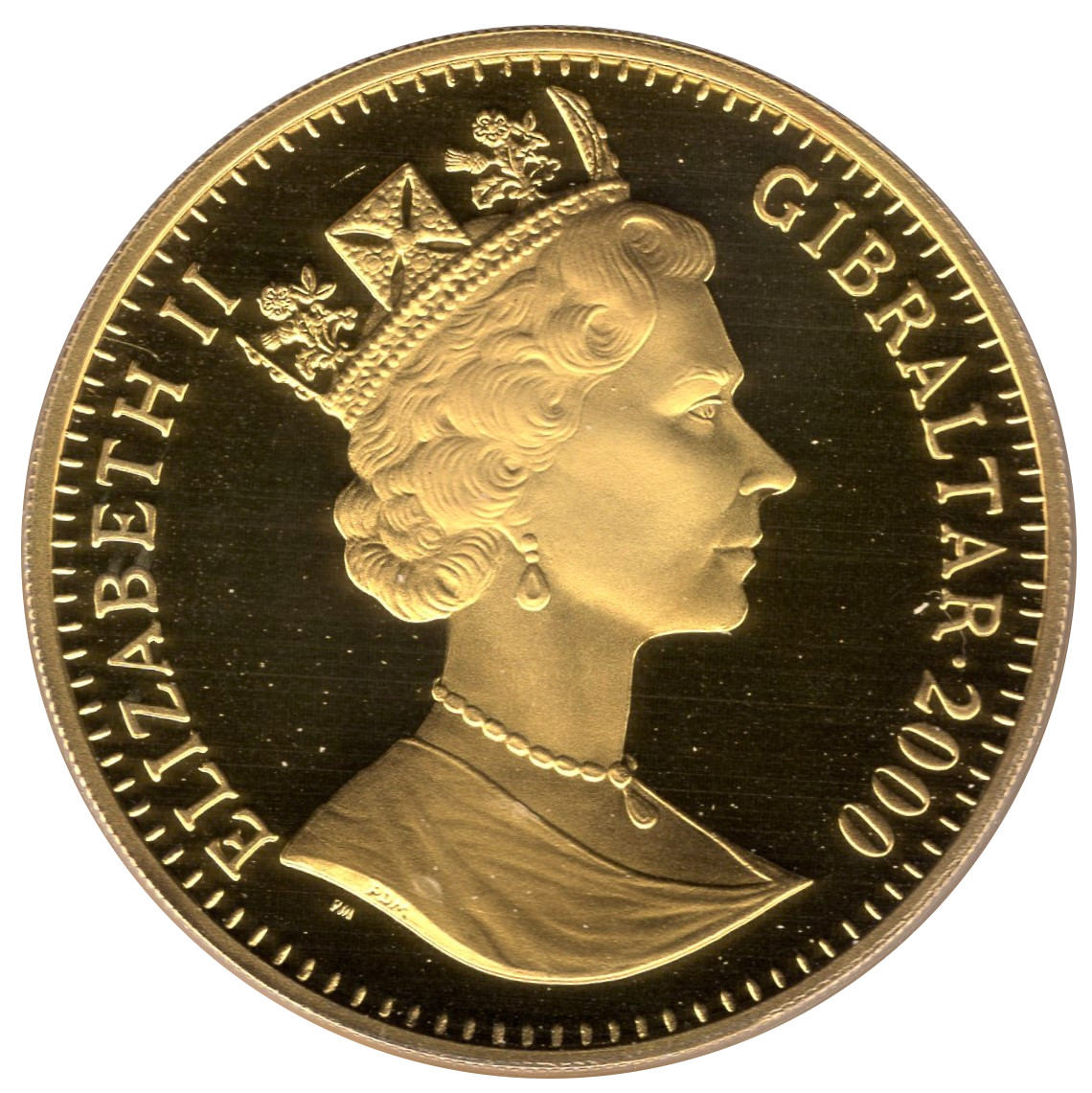 Gibraltar 1 Crown - Elizabeth II State Visit to France; Gold Plated Silver obverse