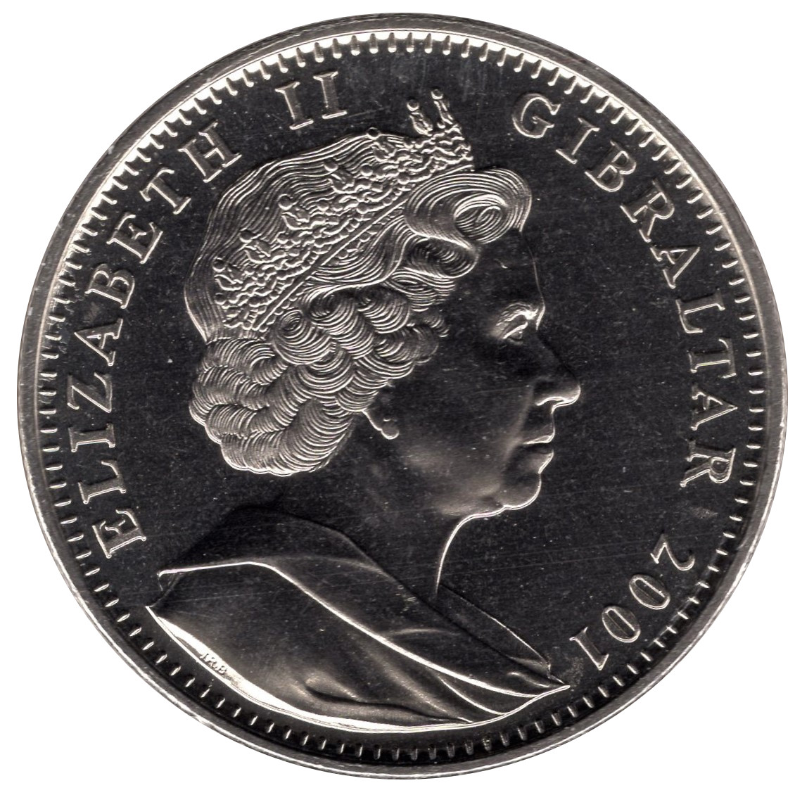 Gibraltar 1 Crown - Elizabeth II Pluto obverse