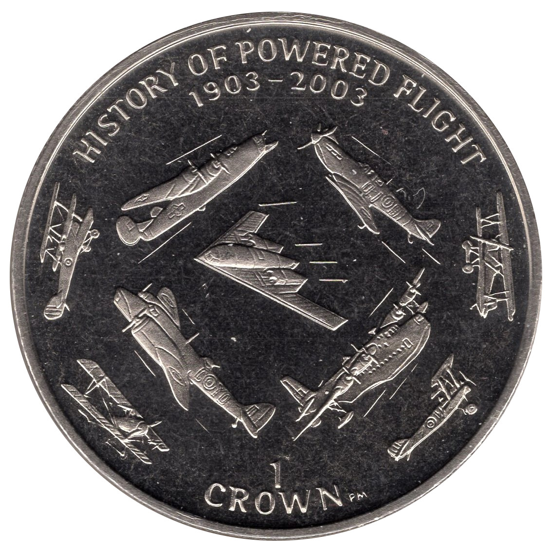 Gibraltar 1 Crown - Elizabeth II History of Powered Flight reverse