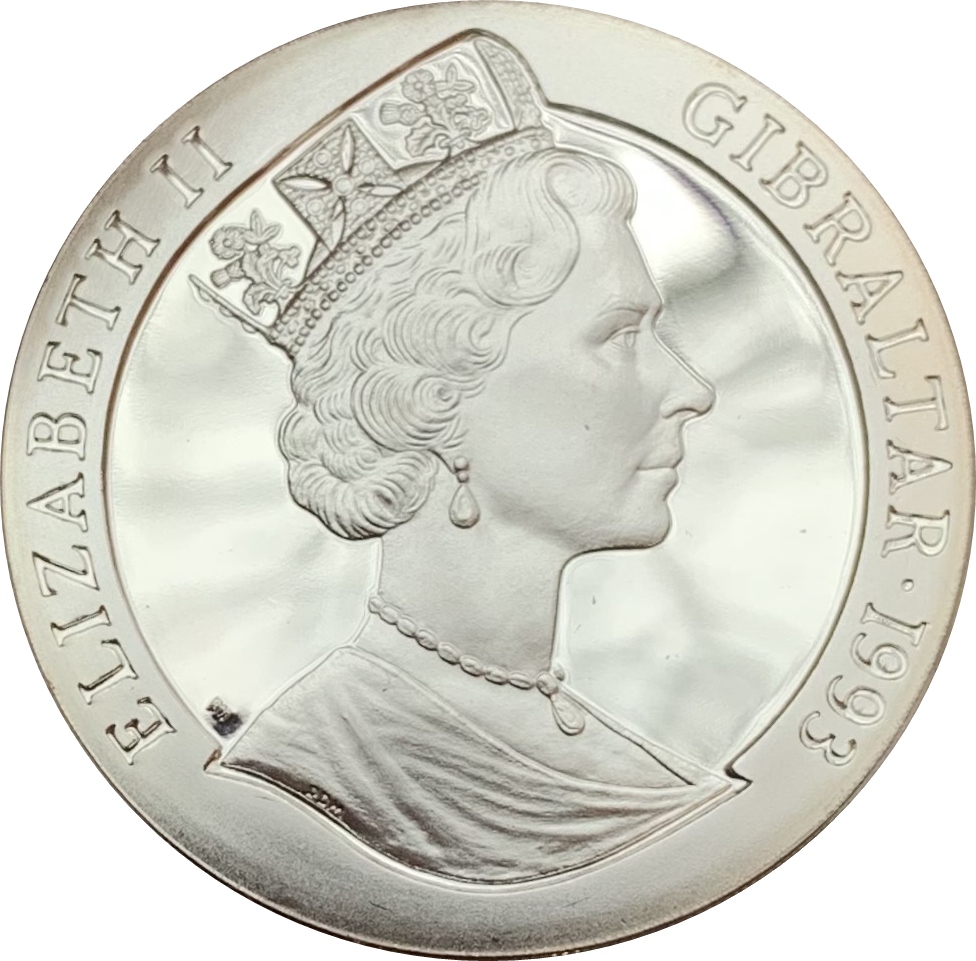Gibraltar 1 Crown - Elizabeth II USS Weehawken; Silver Proof obverse