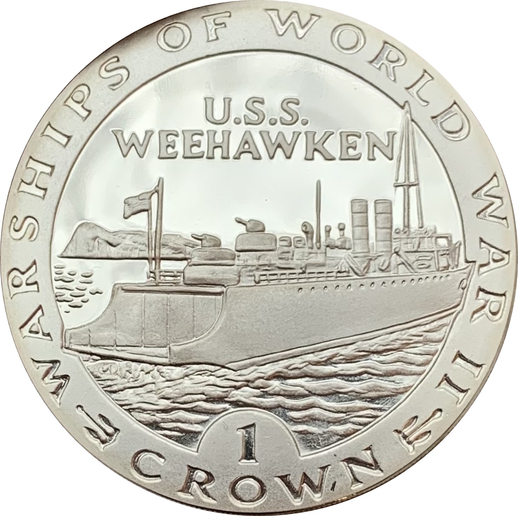 Gibraltar 1 Crown - Elizabeth II USS Weehawken; Silver Proof reverse