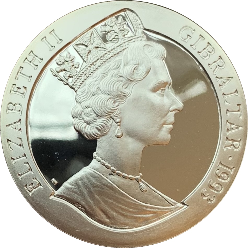 Gibraltar 1 Crown - Elizabeth II H.M.S. Ark Royal; Silver Proof obverse