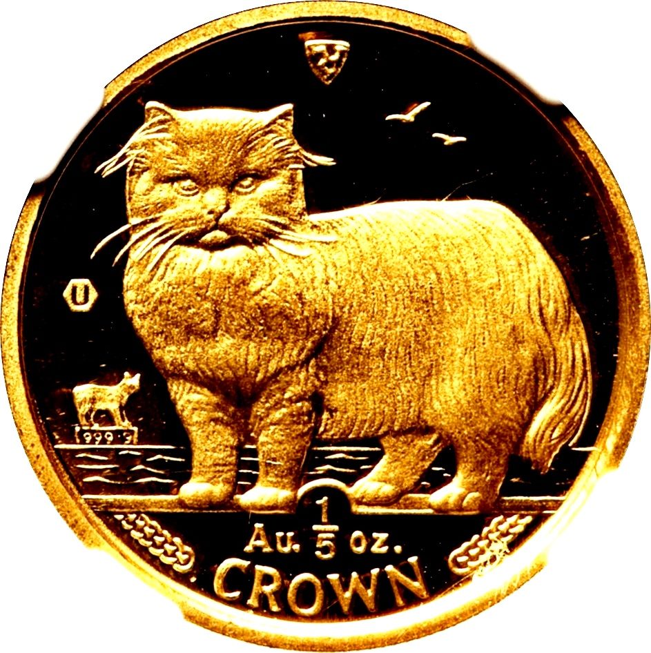 Isle of Man ⅕ Crown - Elizabeth II Persian Cat