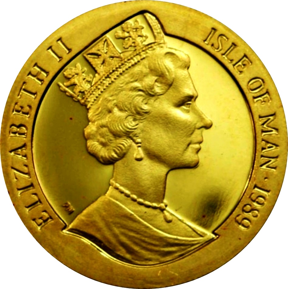 Isle of Man ⅕ Crown - Elizabeth II George Washington obverse