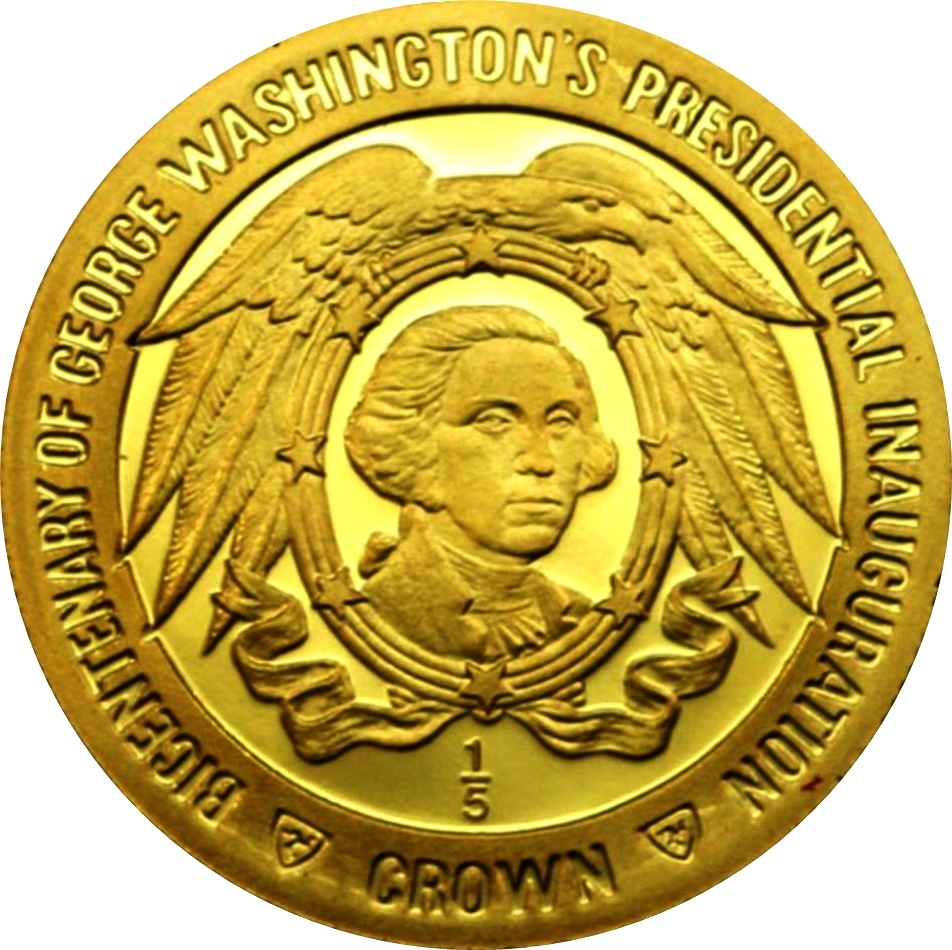 Isle of Man ⅕ Crown - Elizabeth II George Washington