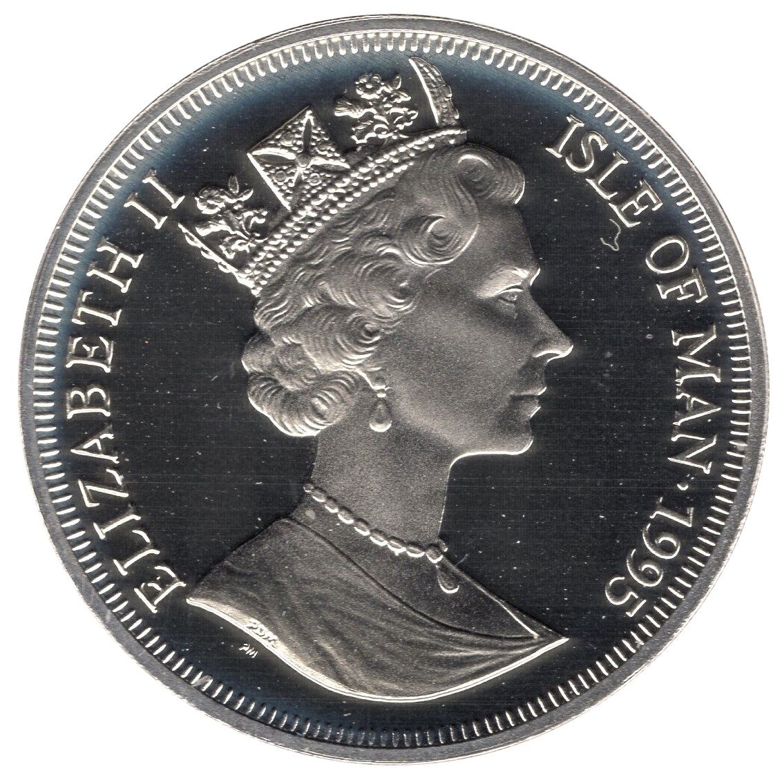 Isle of Man 1 Crown - Elizabeth II Vickers -Wellington; Silver Proof obverse