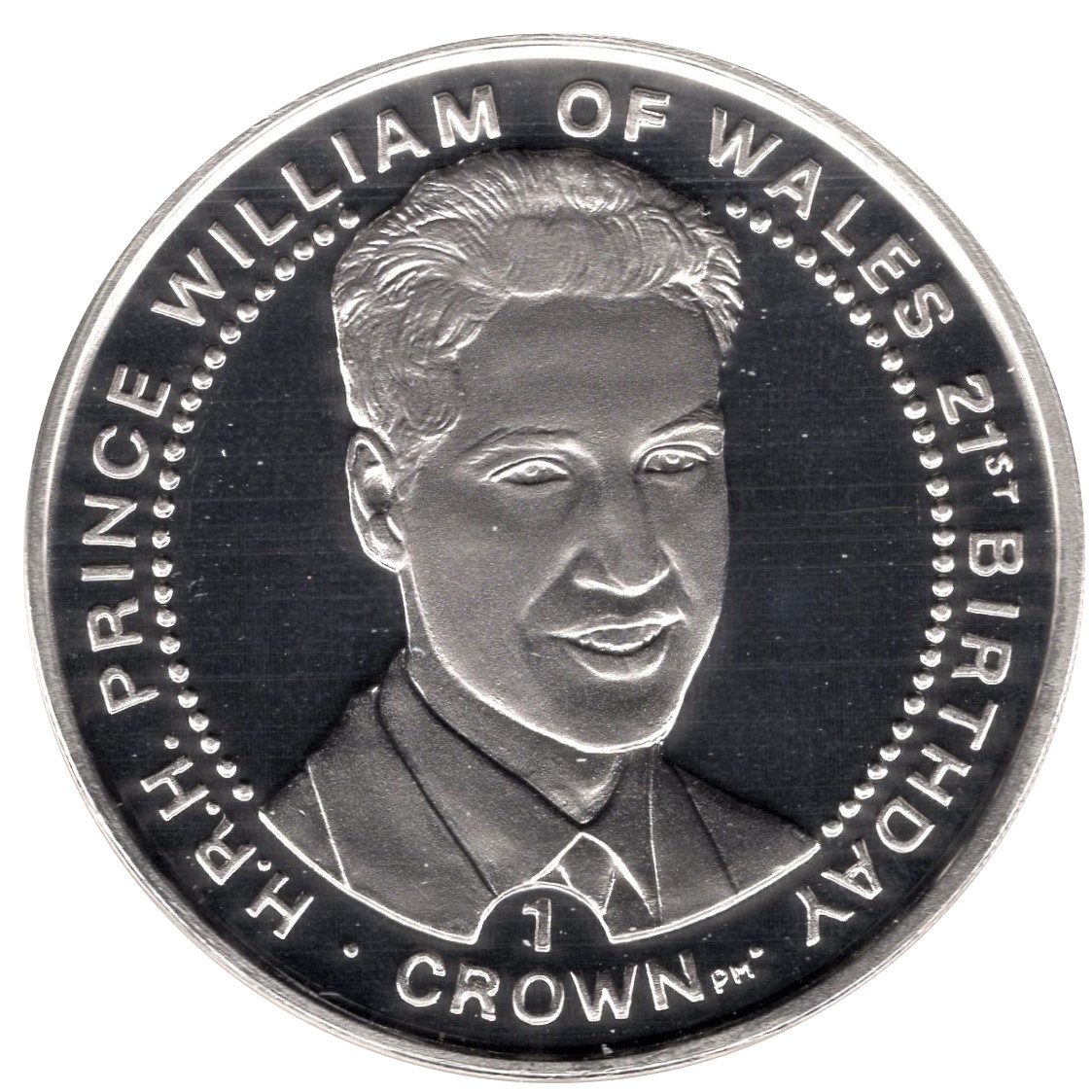 Isle of Man 1 Crown - Elizabeth II Prince William's 21st Birthday; Silver Proof reverse