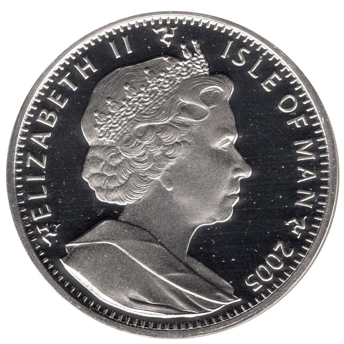 Isle of Man 1 Crown - Elizabeth II The Battle of Trafalgar; Silver Proof with copper inlay obverse