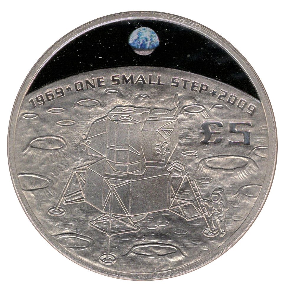 Guernsey 5 Pounds - Elizabeth II 40th Anniversary-Landing on the Moon