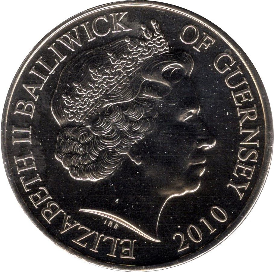 Guernsey 5 Pounds - Elizabeth II Battle of Britain - Boulton Paul Defiant obverse