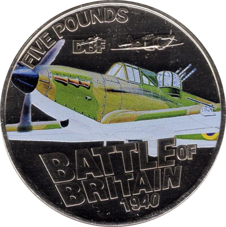 Guernsey 5 Pounds - Elizabeth II Battle of Britain - Boulton Paul Defiant