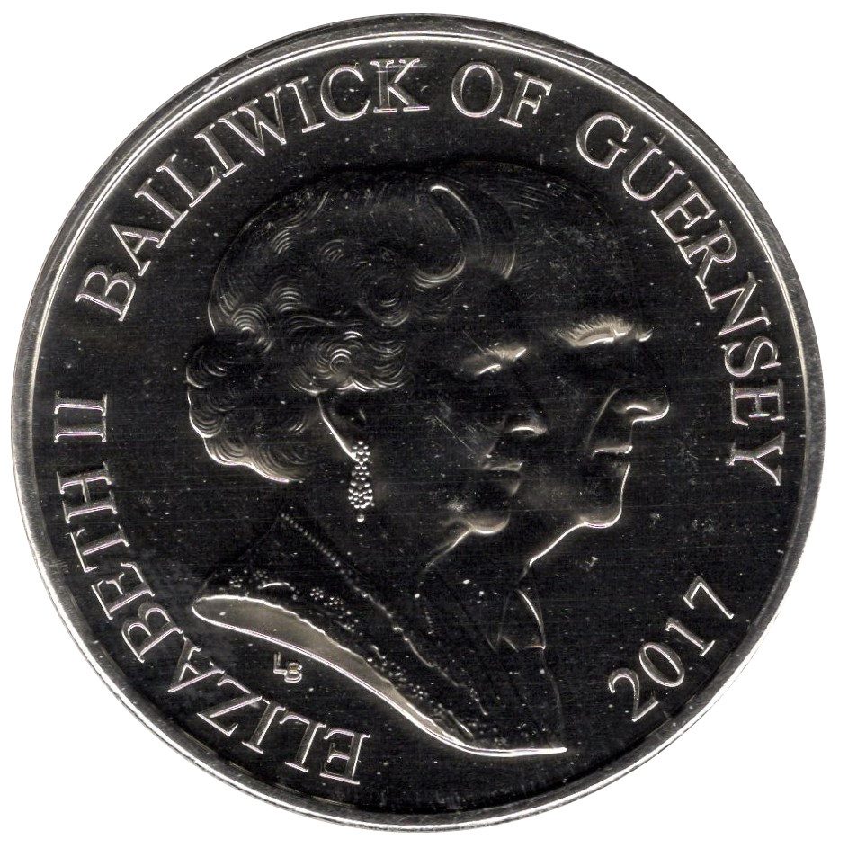 Guernsey 5 Pounds - Elizabeth II Platinum Wedding obverse