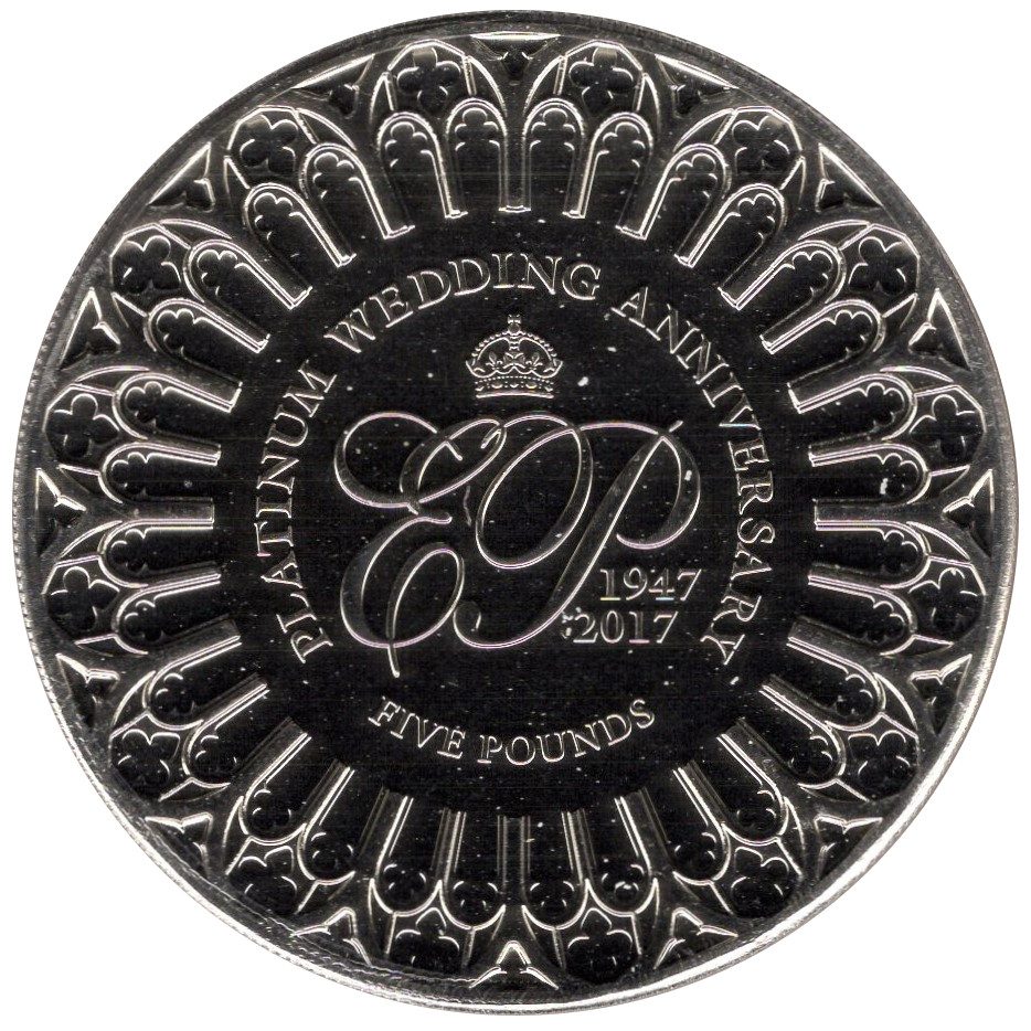 Guernsey 5 Pounds - Elizabeth II Platinum Wedding