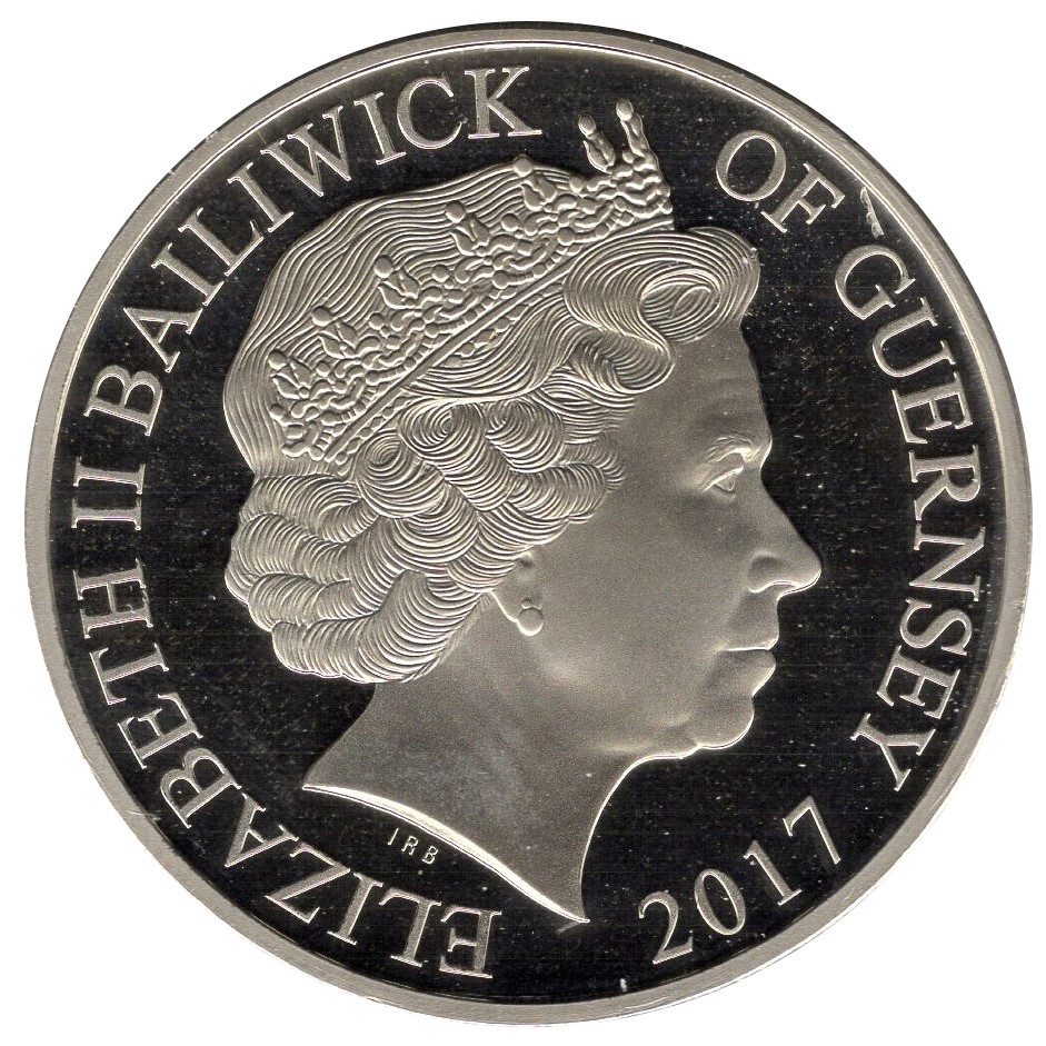 Guernsey 5 Pounds - Elizabeth II Prince Philip 70 Years of Service obverse