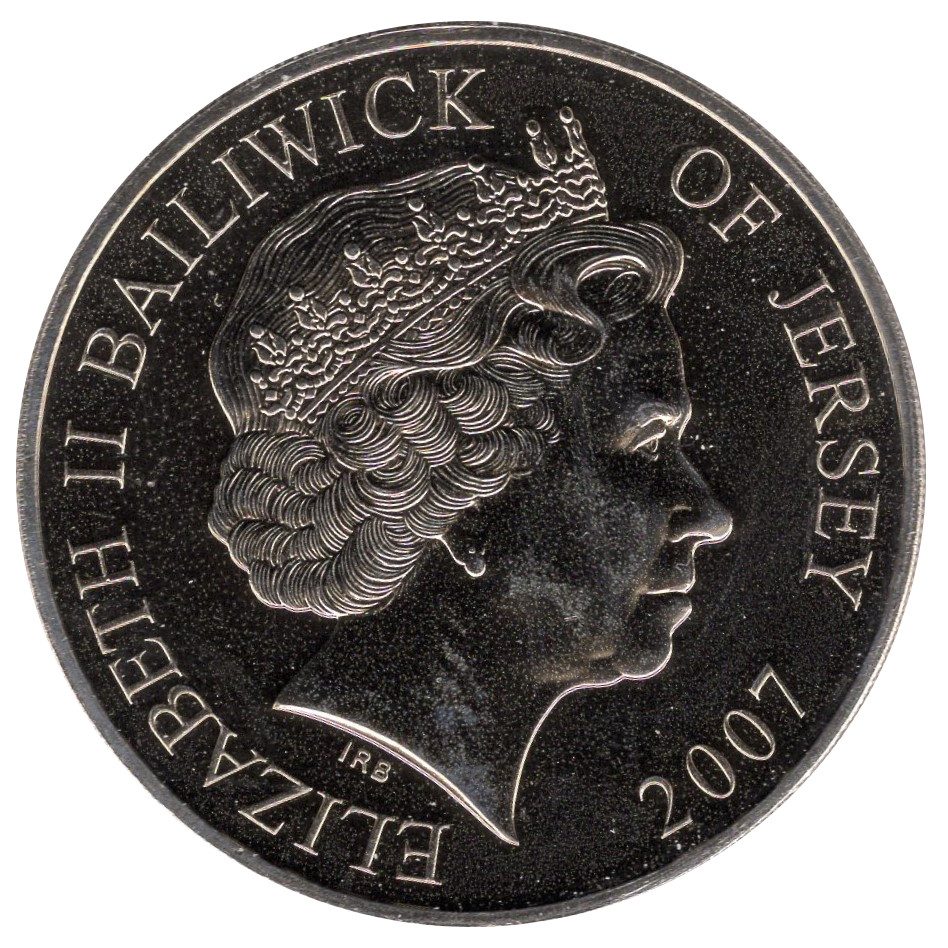 Jersey 5 Pounds - Elizabeth II Diamond Wedding - Elizabeth and Philip 1947 obverse