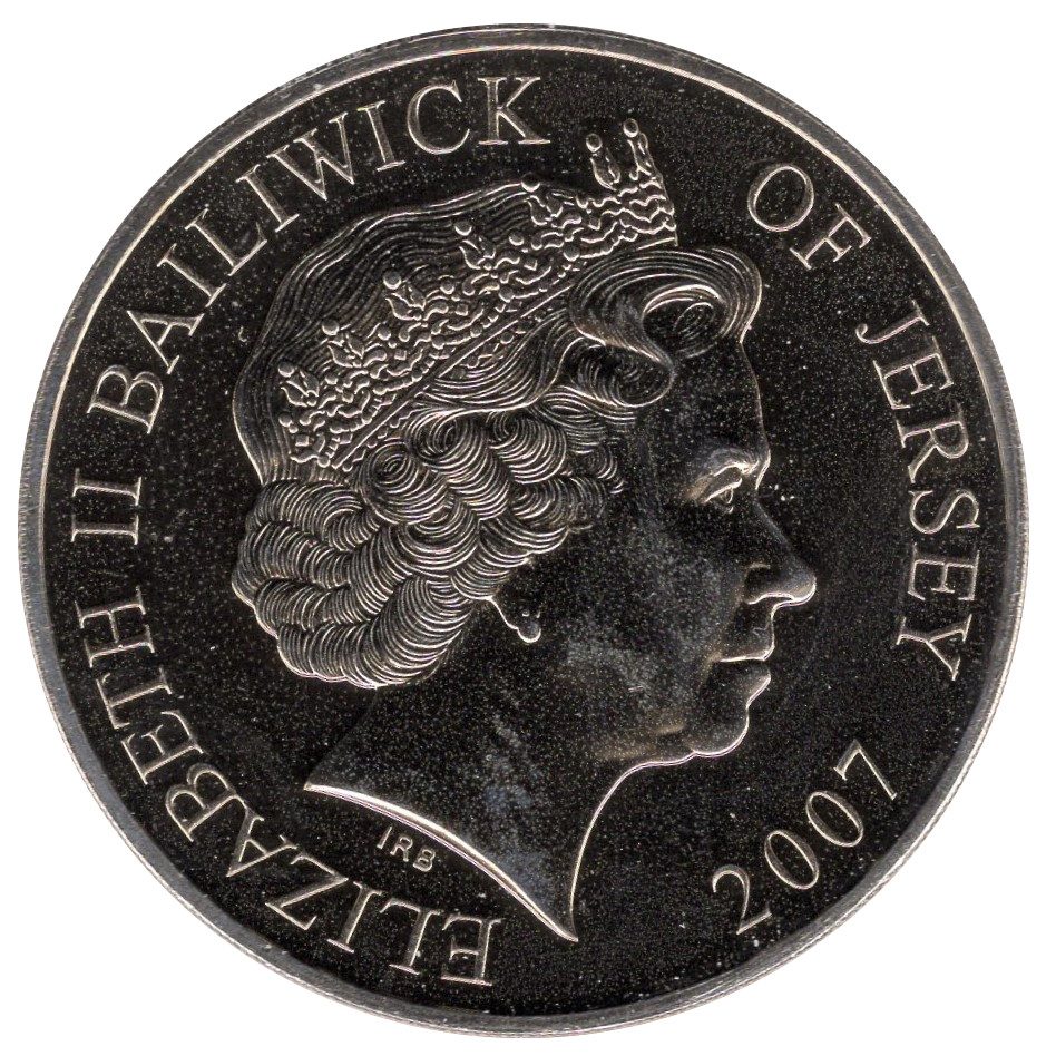 Jersey 5 Pounds - Elizabeth II Diamond Wedding - Elizabeth and Philip 2007 obverse