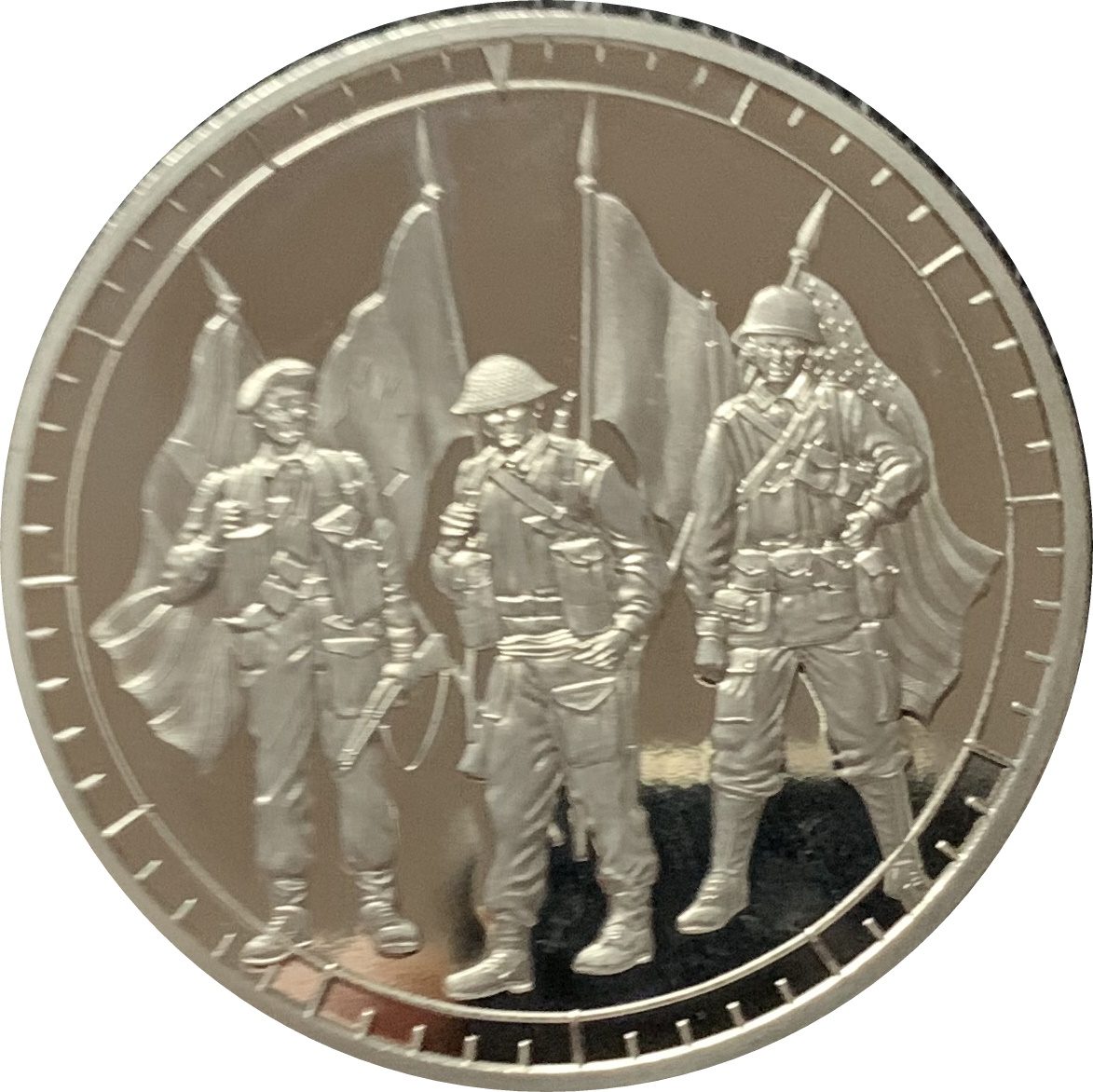 Jersey 5 Pounds Elizabeth II - D-Day Landing - Allied Armies reverse