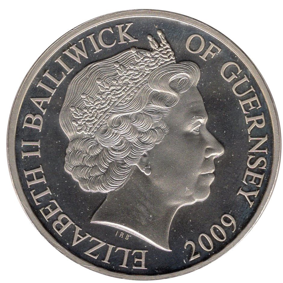 Guernsey 5 Pounds - Elizabeth II Naval Aviation - HMS Ark Royal obverse