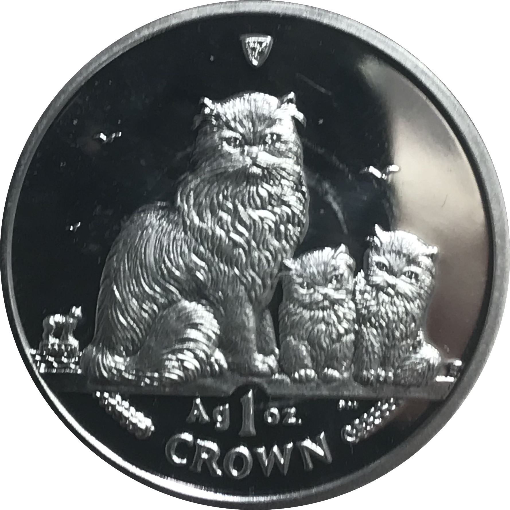 Isle of Man 1 Crown - Elizabeth II Himalayan Cat; Silver reverse