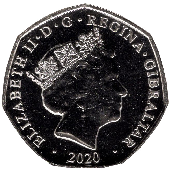 Gibraltar 50 Pence - Elizabeth II Christmas; Multi-colour obverse