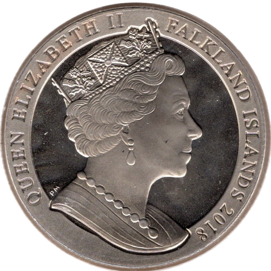 Falkland Islands 1 Crown - Elizabeth II Sapphire Coronation obverse