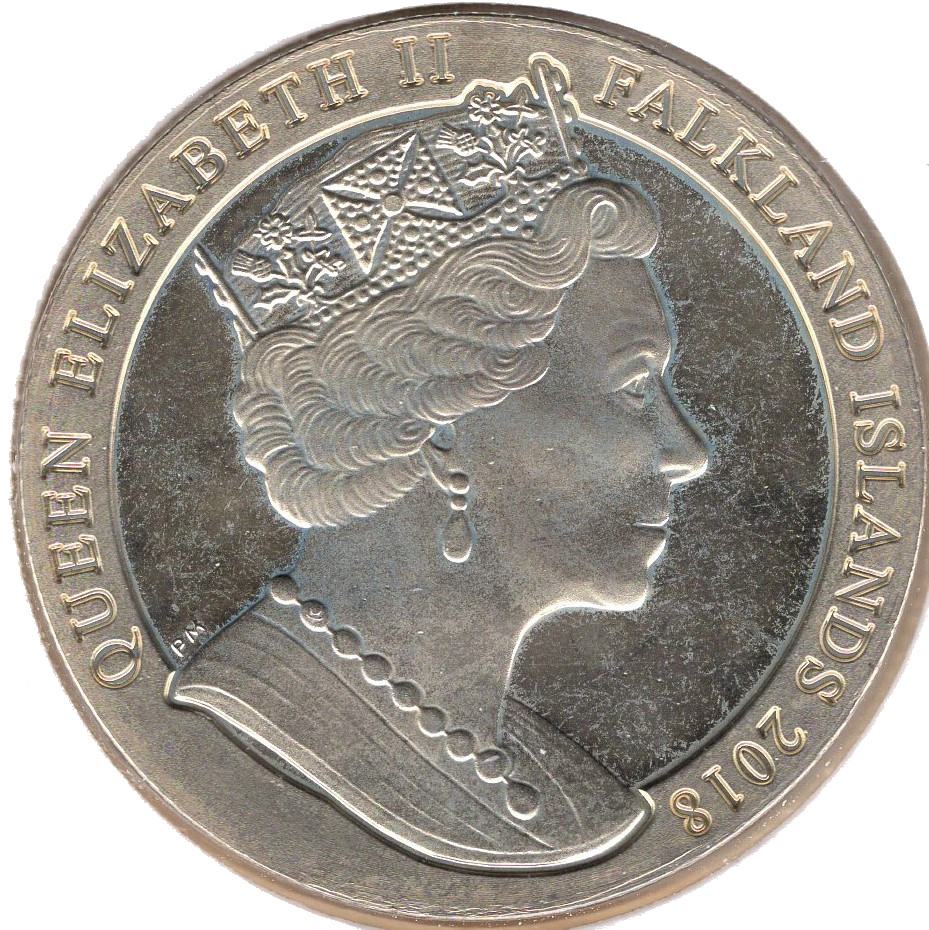 Falkland Islands 1 Crown - Elizabeth II Sapphire Coronation; Silver Plated obverse