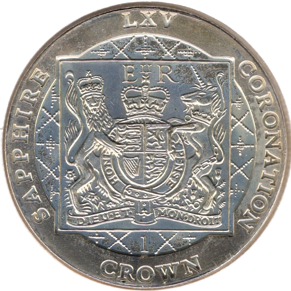 Falkland Islands 1 Crown - Elizabeth II Sapphire Coronation; Silver Plated