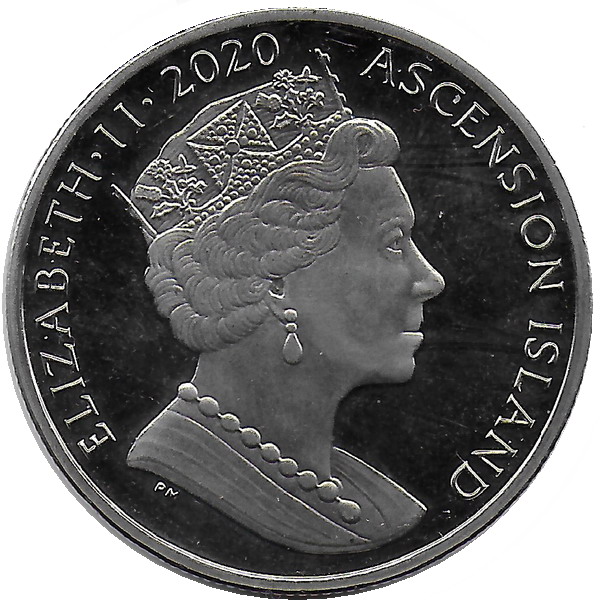 Ascension Island 1 Crown - Elizabeth II 150th Anniversary of Charles Dickens obverse