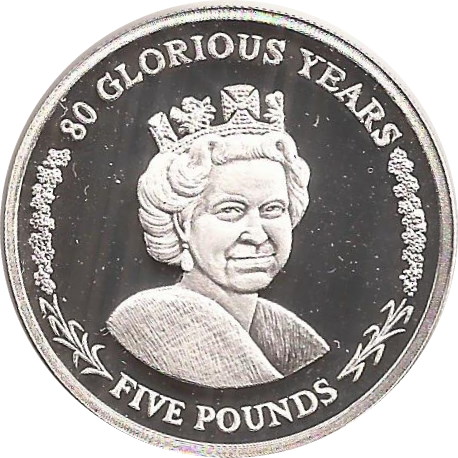 Gibraltar 5 Pounds - Elizabeth II 80 Glorious Years
