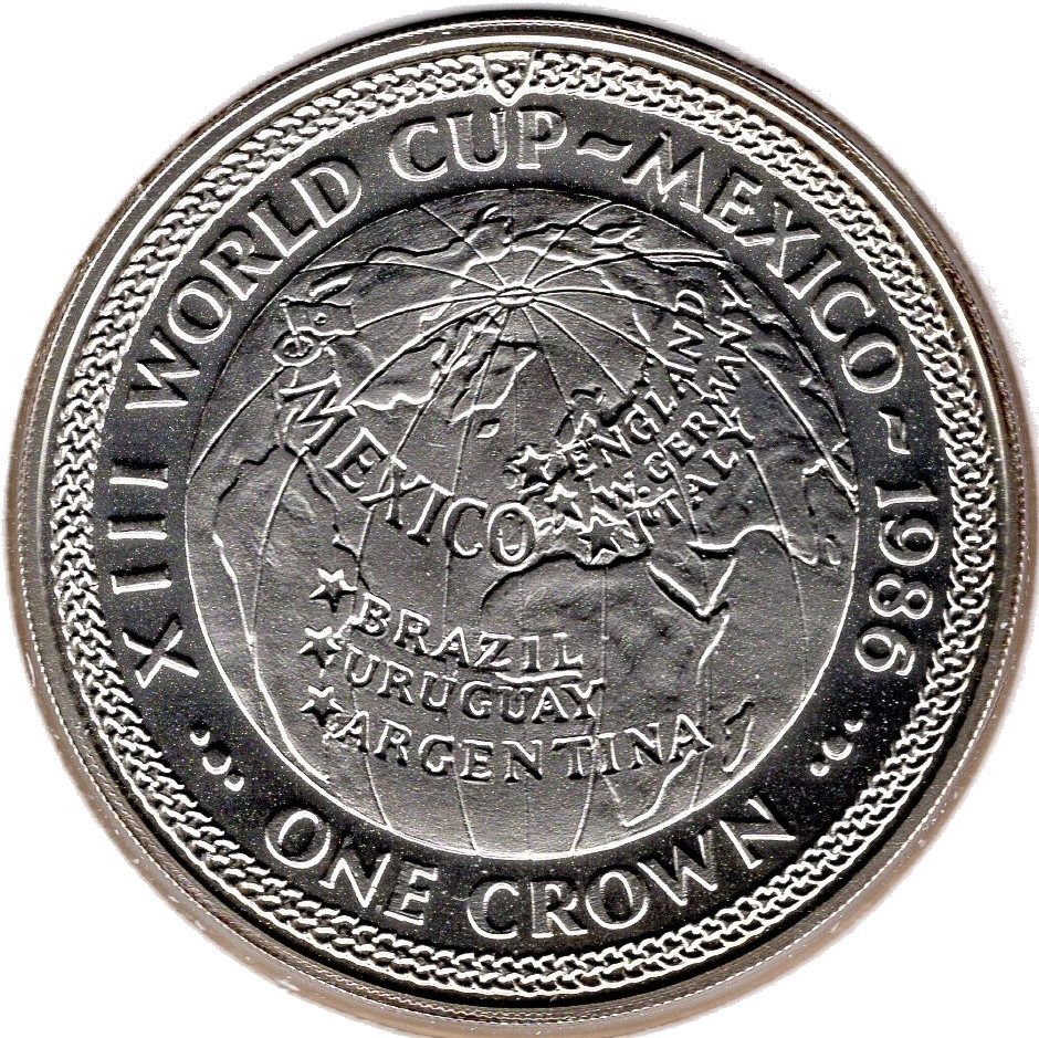 Isle of Man 1 Crown - Elizabeth II World Cup Mexico - Globe; Silver Issue reverse