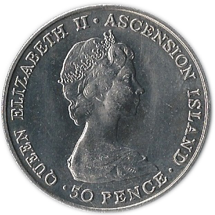 Ascension Island 50 Pence - Elizabeth II Royal Visit; Silver Proof obverse
