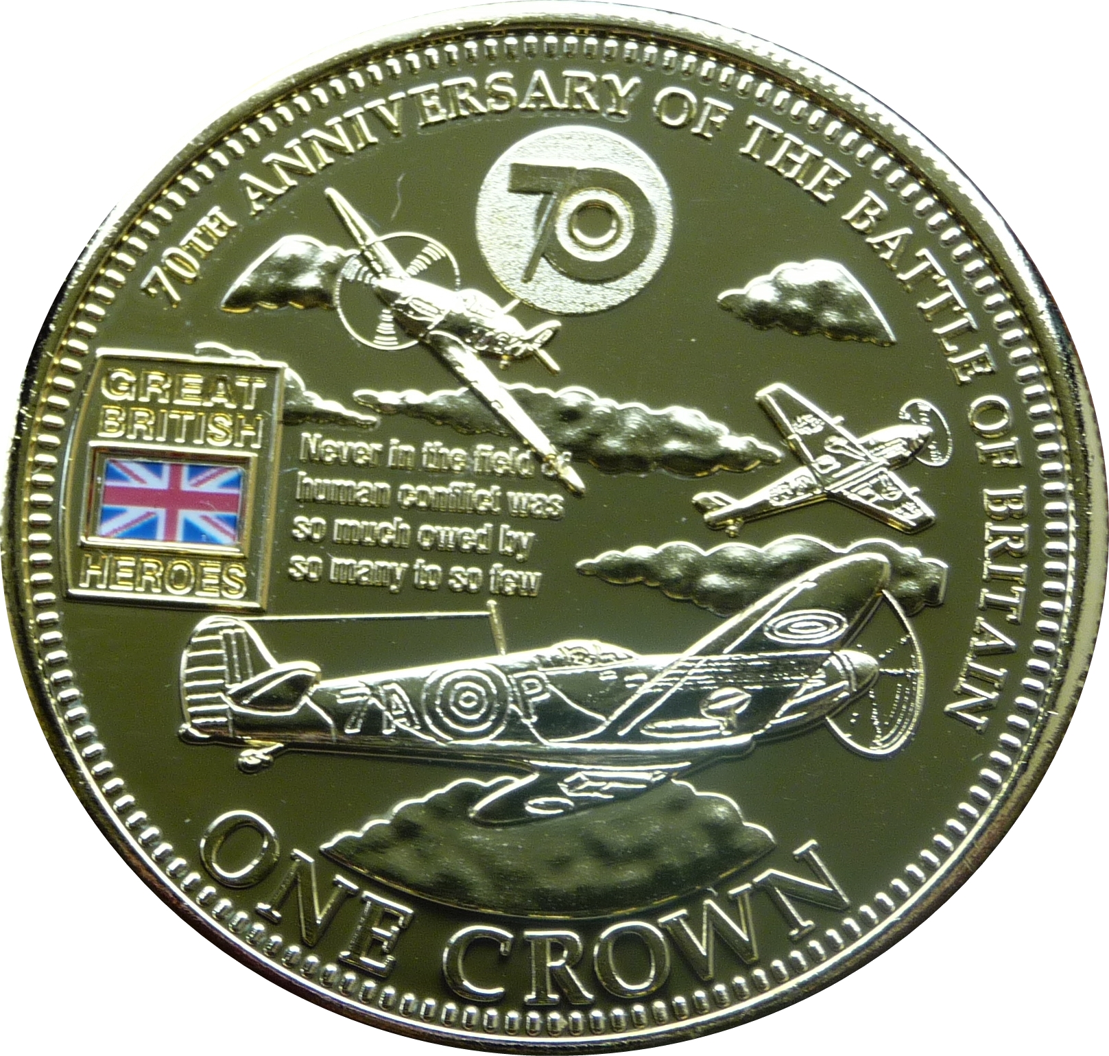 Tristan da Cunha 1 Crown - Elizabeth II 70th Anniversary of the Battle of Britain
