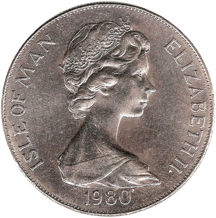 Isle of Man 1 Crown - Elizabeth II Derby obverse